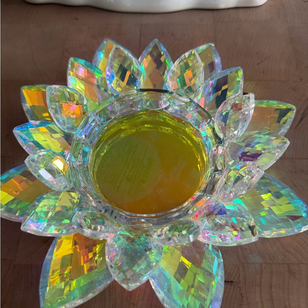 Radiant Iridescent Glass Lotus Art Piece
